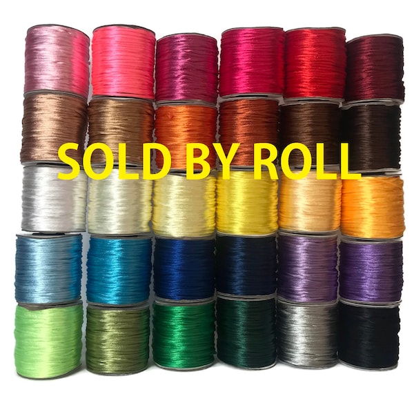 2mm Satin Nylon Cord, SOLD BY ROLL - 45 metres for Macrame, Beading -  Rattail cord (R1)