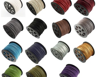 SUEDE Cord with IMITATION LEATHER, Faux Suede Cord,  3mm wide , Black and other colours (H2)