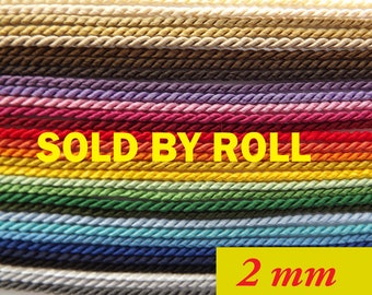 Twisted Cord, Twisted Soutache Cord, 2mm - SOLD BY ROLL - 50 metres (L)