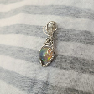 Opal Necklace Wire Wrapped Fiery Flashy Natural Gemstone Handmade Pendant Sterling Silver Crystal Jewelry Unique Dainty Swirly