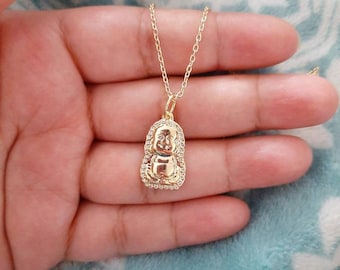 Collier de charme Bouddha rempli d’or 18K - Porte-bonheur - Pendentif Bouddha - Bijoux délicats - Bijoux Bouddha