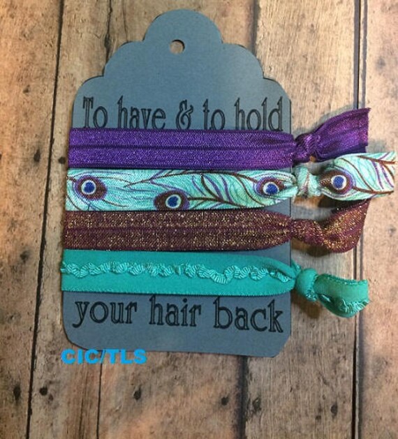 Peacock Hair Ties Bracelet Peacock Fold Over Elastic Etsy