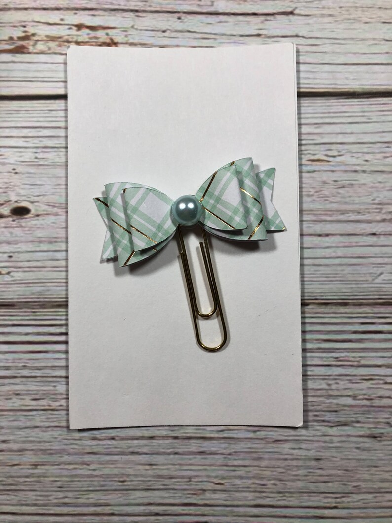 Planner Clips Set of 3 Paper Bow Pattern Gold Paper clip Planner Accessories