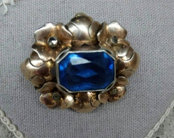 Sterling silver and gold marcasite brooch