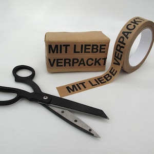 Paper tape 2.5 cm wide Packed with love, 50 m roll