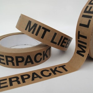 3 x 50 m 2.5 cm wide paper tape 'PACKED WITH LOVE' image 4