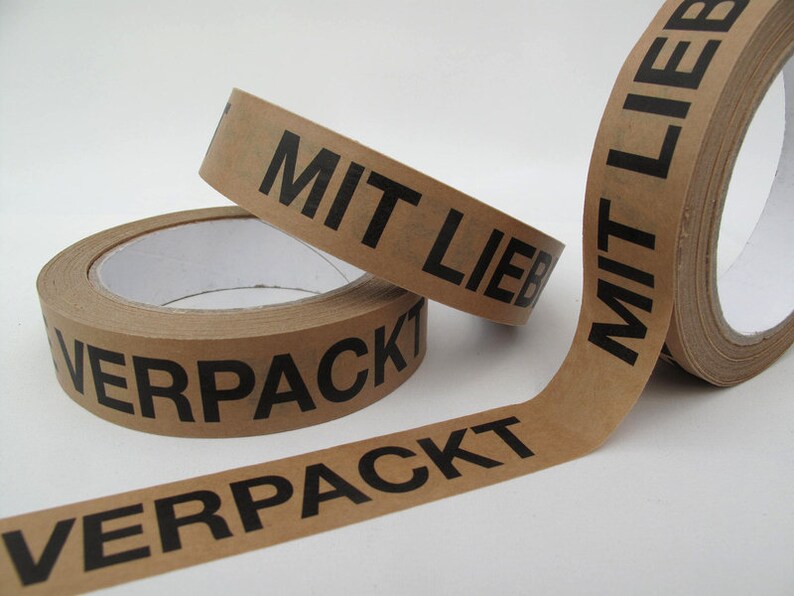 3 x 50 m 2.5 cm wide paper tape 'PACKED WITH LOVE' image 4