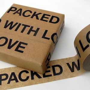 Sticky paper tape PACKED WITH LOVE 5.0 cm, 50 meter image 1