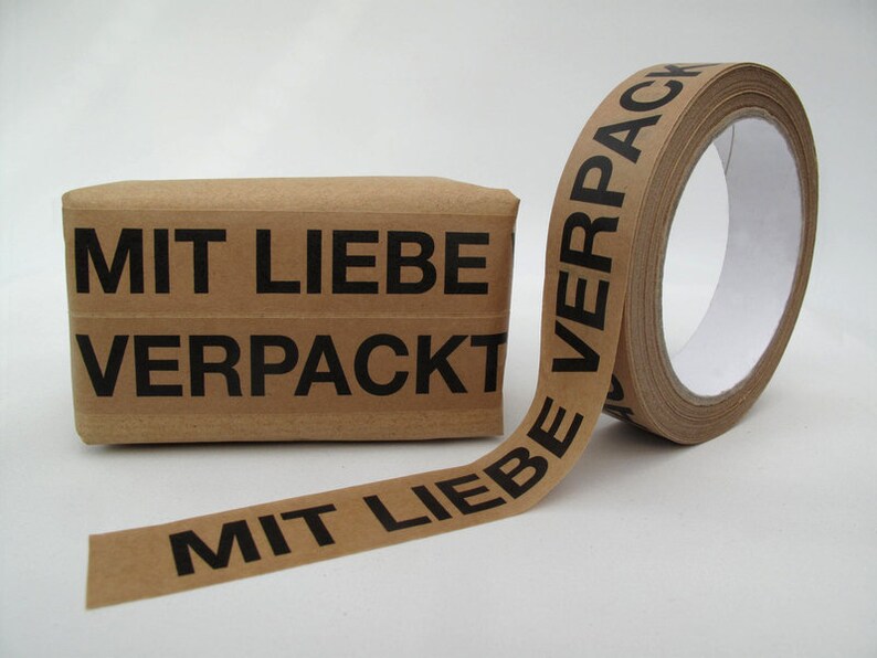 Papierklebeband 2,5 cm breit Mit Liebe verpackt, 50 m Rolle Bild 3