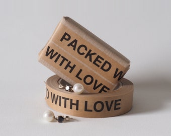 NEW! 50 meter  2,5 cm Sticky paper tape 'Packed with Love'