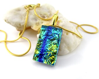 dichroic star pendant Dichroic glass pendant fused glass dichroic necklace fused glass pendant yellow gold dichroic star dichroic