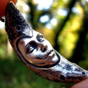 Moon Goddess Sterling Silver Pendant  Crescent Necklace Celestial Goddess Jewelry, Witchy Pagan Jewel