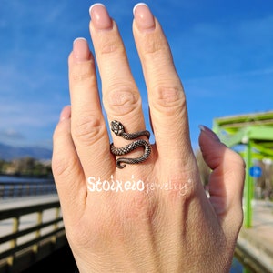 Schlangenring, handgefertigter Schlangenschmuck aus Sterlingsilber, Statement-Ring