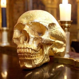 Gold Plated Anatomical Skull Ring - 24K Gold on Sterling Silver 925, Memento Mori Jewelry