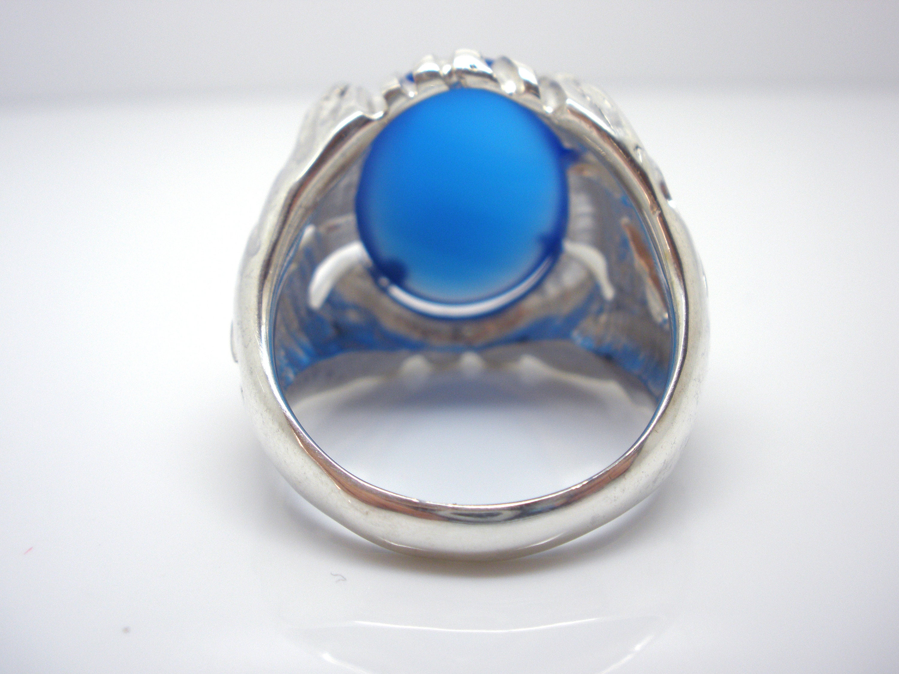 Blue Agate Organic Silver Ring: Handmade One of a Kind Ring - Etsy