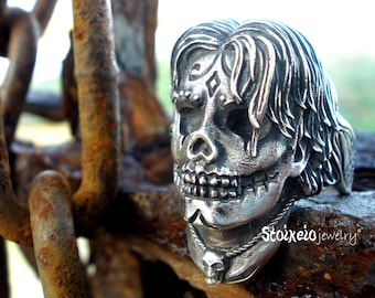 Sugar Skull Ring, Sterling Silver, Bikers Ring, Day Of The Dead, Calavera Rings, Halloween Jewelry