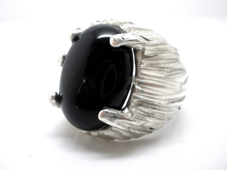 Black Agate Ring Authentic Natural Agate Gemstone Ring 925 Etsy