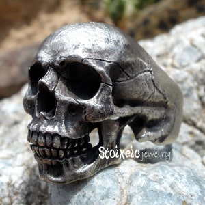 Anatomischer Schädel Ring - Sterling Silber Gothic Herrenschmuck