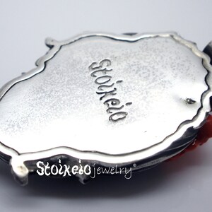 Sugar Skull with Red Rose, Sterling Silver 925 Necklace image 7