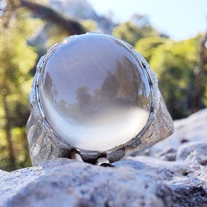 Beige Moonstone Ring, Sterling Silver Raw Textured Ring, Hand Sculpted Band image 16