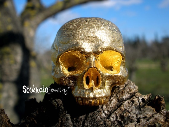 Gold Half Skull Ring, Gold Plated Sterling Silver Jewelry, Etsy Finds