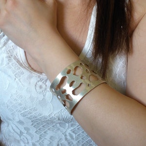 Cutout Cuff, Organic Solid Silver Bracelet, Contemporary 925 Sterling Silver Cuff, Handmade Jewelry