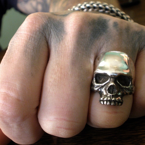 Skull Ring, Keith Richards Style Skull Ring, Sterling Silver Skull Ring, Stackable Ring, Bikers Ring