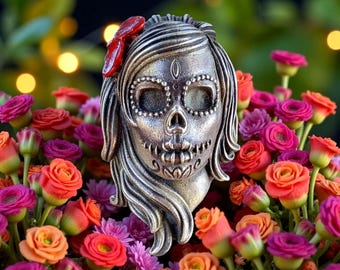 Sugar Skull Ring, Catrina Gothic Ring made of Sterling Silver 925 ideal for Day of the Dead