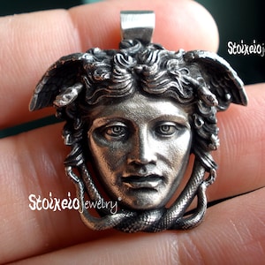 Medusa Necklace, Snake Goddess, Phidias Medusa Goddess Sterling Silver 925 Necklace, Greek Mythology, Against All Evil Necklace