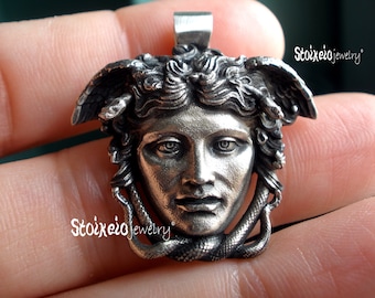 Medusa Necklace, Snake Goddess, Phidias Medusa Goddess Sterling Silver 925 Necklace, Greek Mythology, Against All Evil Necklace