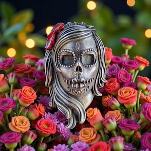 Sugar Skull Ring, Santa Muerte Catrina, Cinco de Mayo Silver Ring