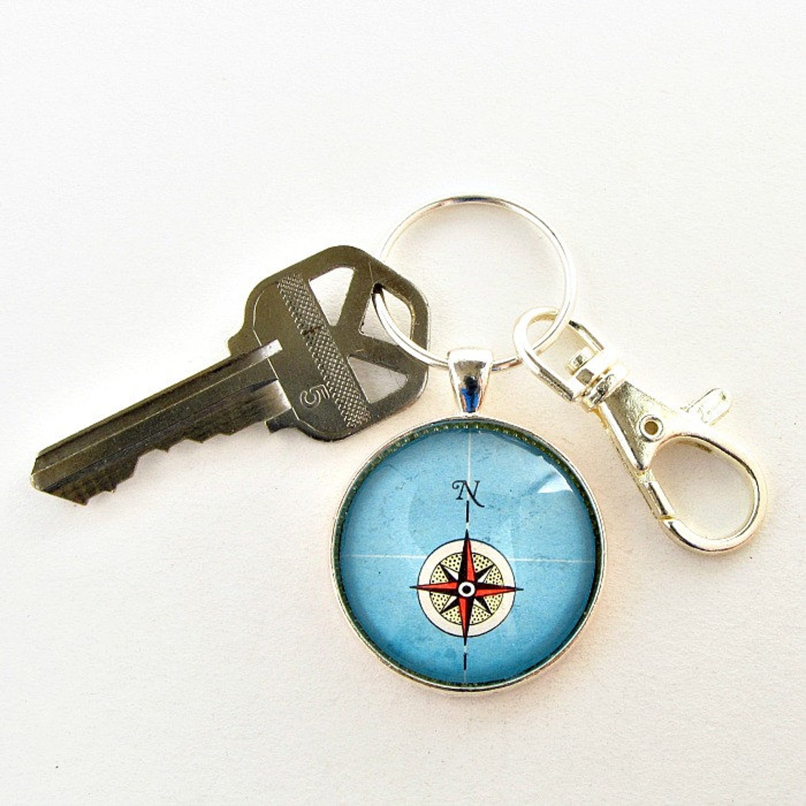 Compass Keychain / Compass Rose Keychain / Graduation Gifts Etsy