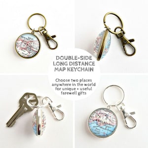 Exchange Student Gift, Host Mom Gifts, Au Pair Gift, Personalized Long Distance Map Keychain, Goodbye Gifts, Farewell Gifts, Welcome Gifts