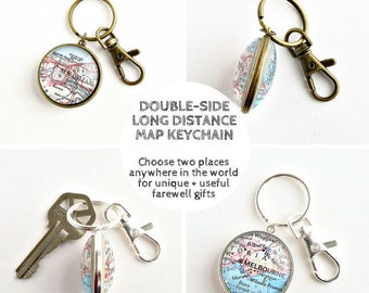 Personalized Map Keychain, Exchange Student Christmas Gift, Au Pair Gifts, Host Family Gifts, Foreign Exchange Student Keychain
