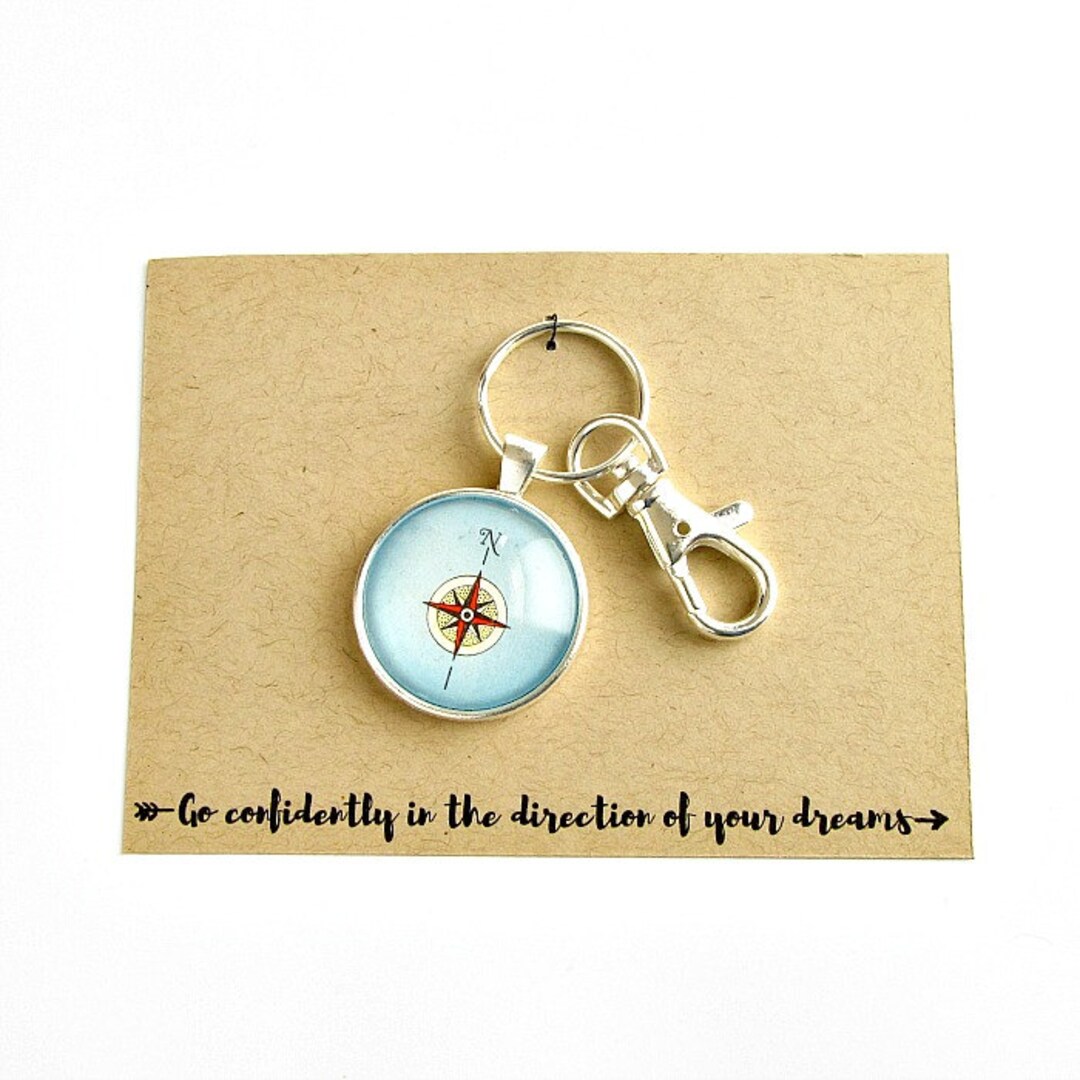 Compass Keychain, High School Graduation Gift, Graduation Gift for