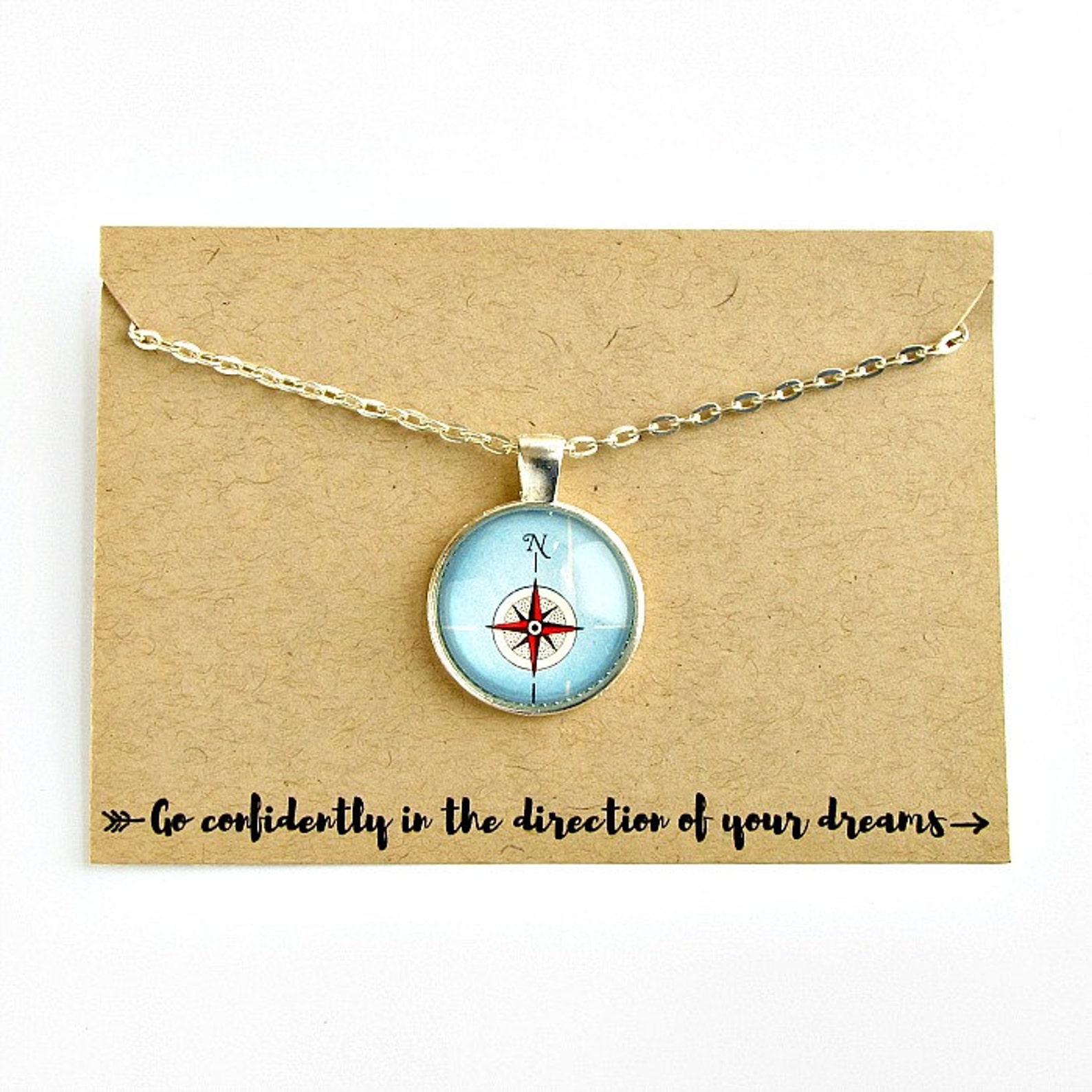 Compass Necklace / Inspirational Jewelry / Retirement Gift for Etsy