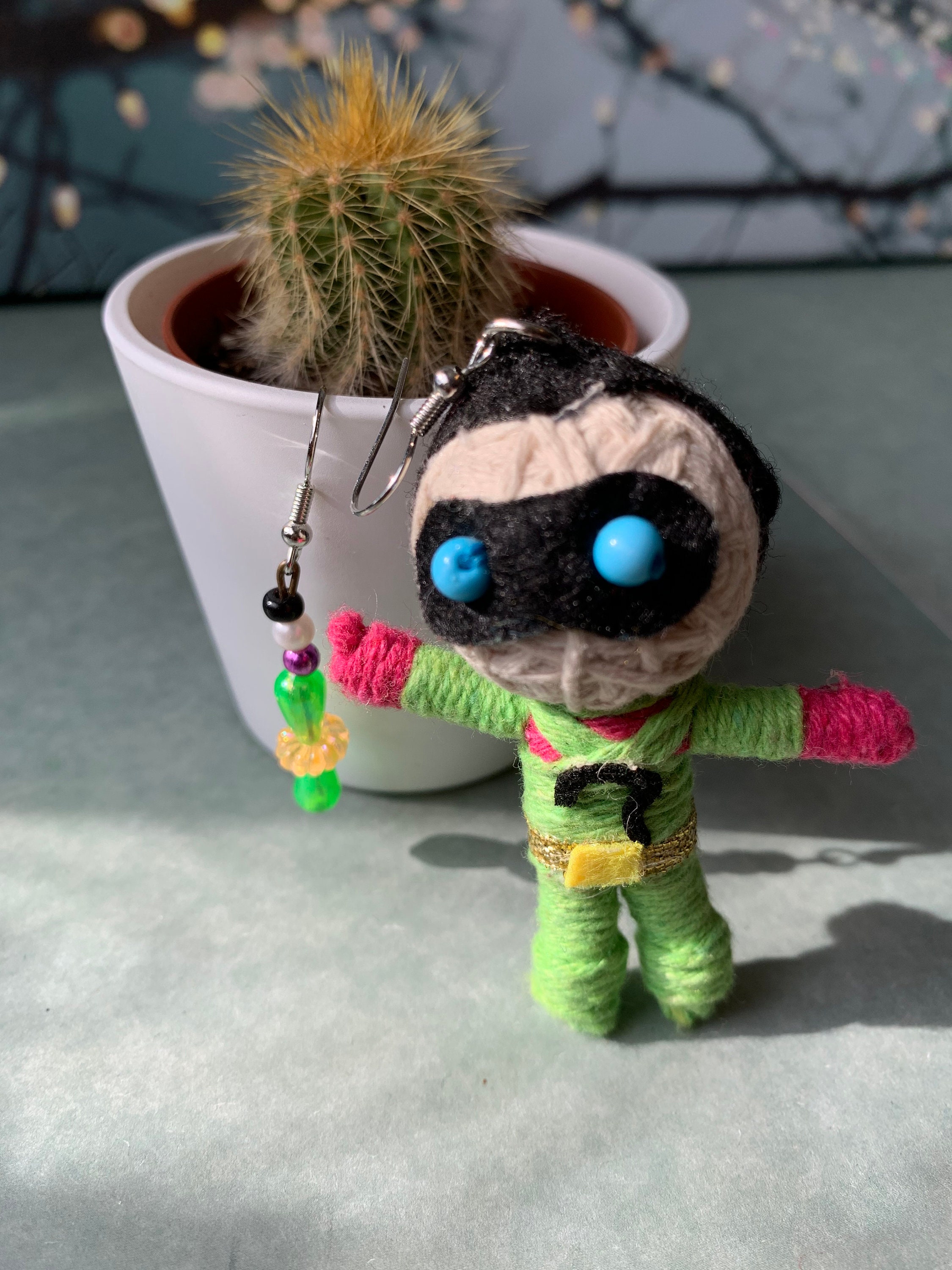 Original Voodoo Doll & Bead Dangle Drop Earrings Mummy Green Etsy