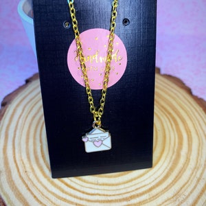 Carta de amor San Valentín esmalte oro tono collar- regalo aniversario blanco rosa San Valentín cumpleaños Navidad