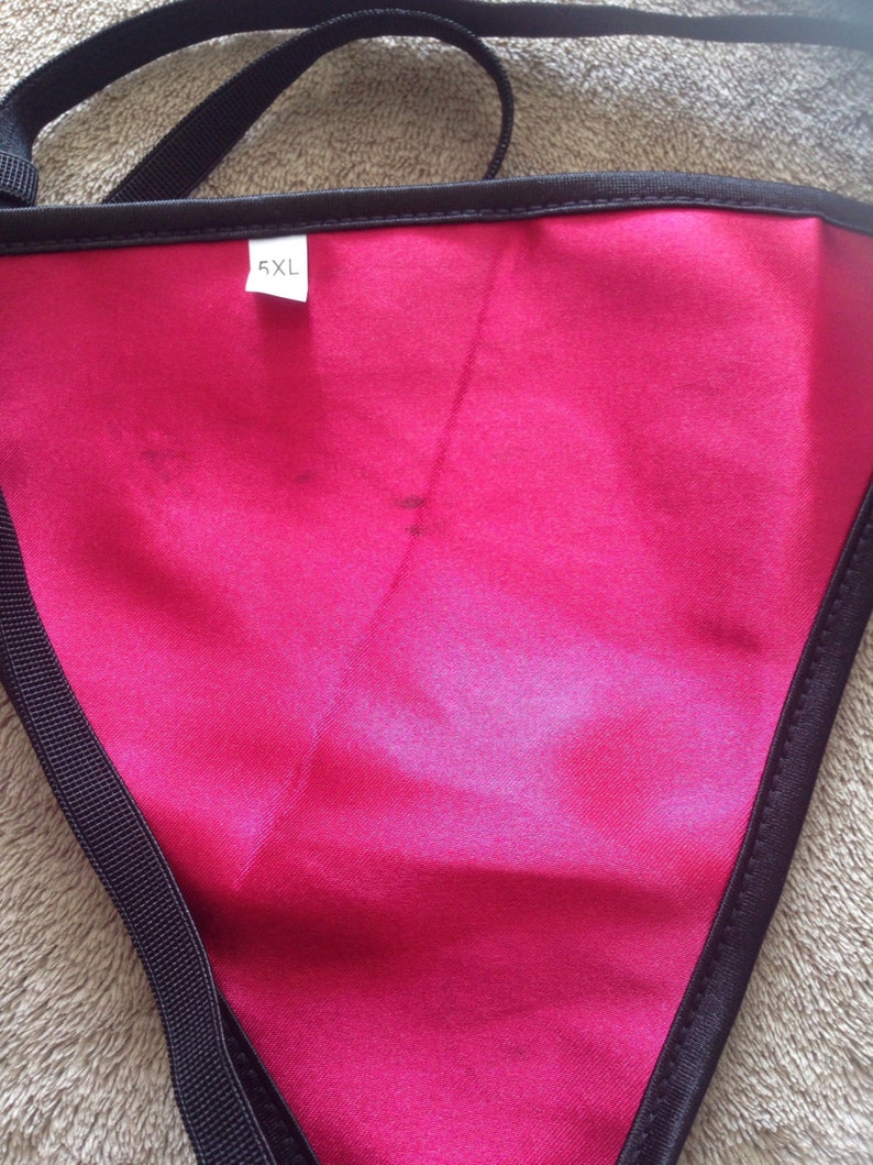New Red Satin And Black Thong Custo
