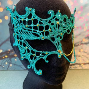 Máscara de máscaras de pirata com corrente - Phantom Copper Rose Gold preto branco turquesa glitter - traje cosplay Halloween Fancy Dress Ball