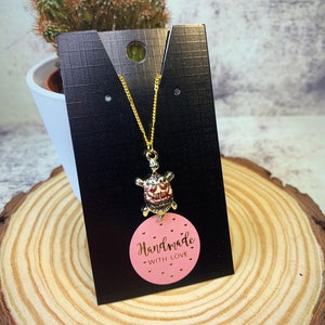 Tortoise Turtle Enamel Pendant Necklace - Gift Valentine Birthday