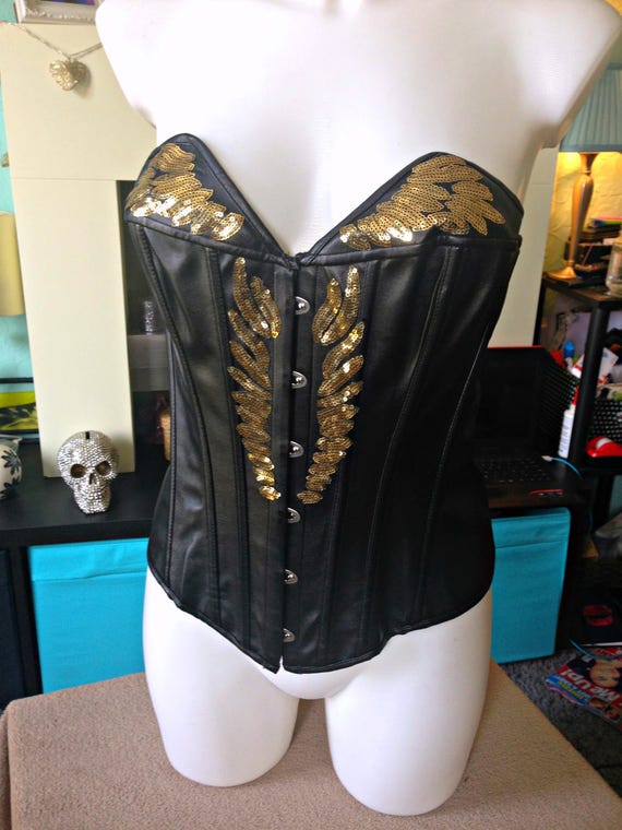 black faux leather corset top