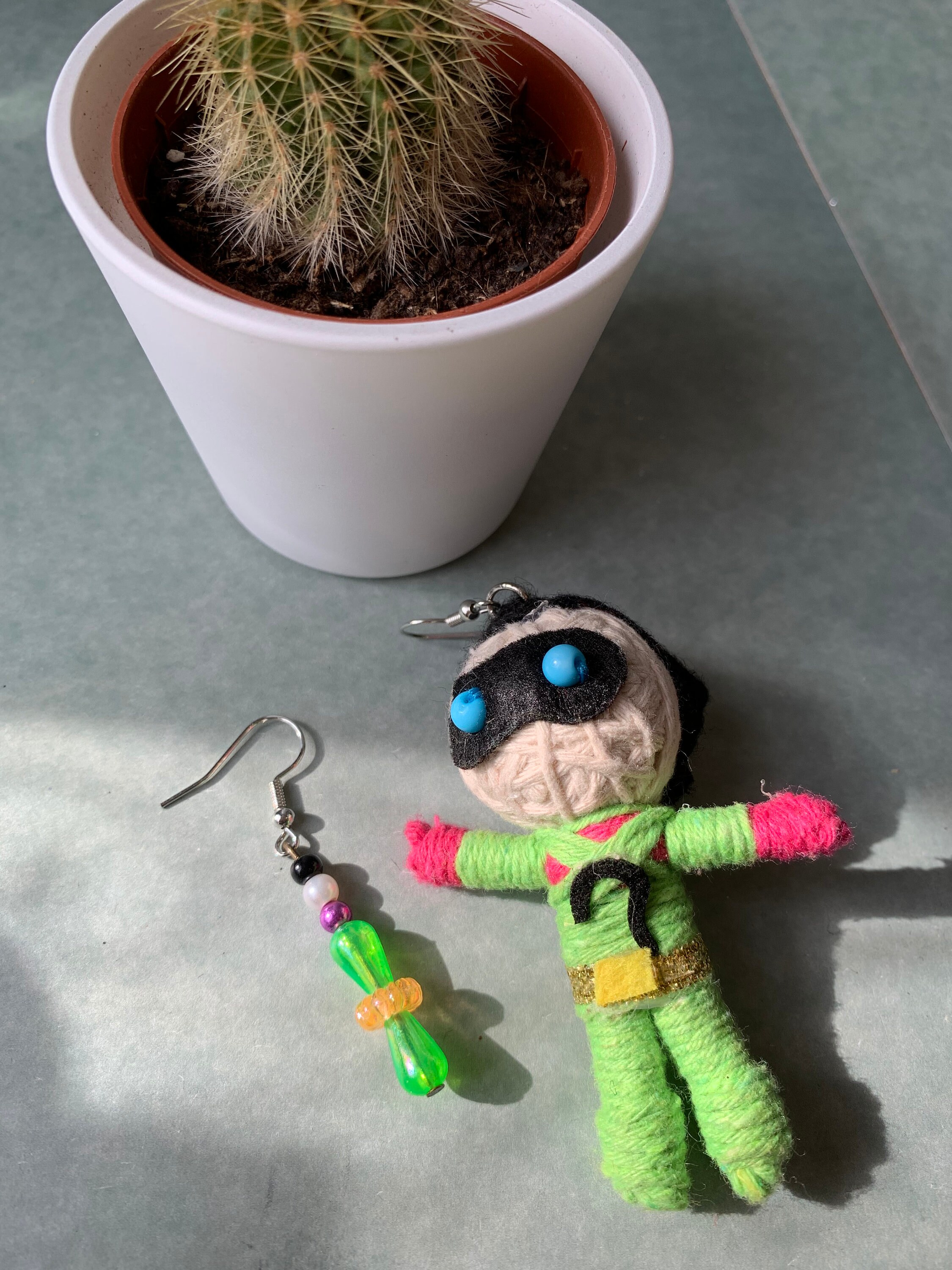 Original Voodoo Doll & Bead Dangle Drop Earrings Mummy Green Etsy