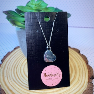 Silver Heart Mom Engraving Chain Necklace - gift Christmas Valentine Mother&#39;s Day