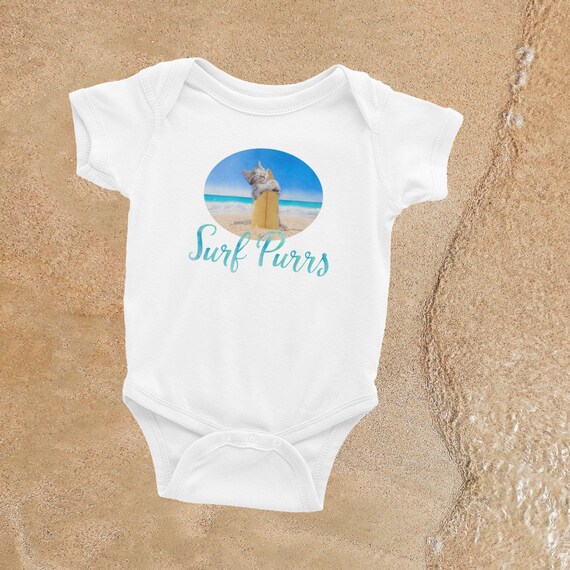 Surf Purrs Kitten Surf Romper Baby Surf Baby Surfer Romper Etsy