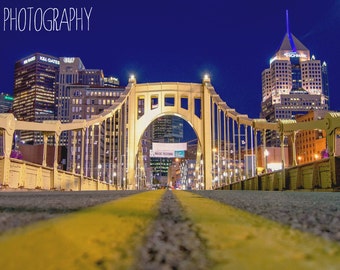 Pittsburgh Roberto Clemente Bridge 1 cityscape bridge black | Etsy