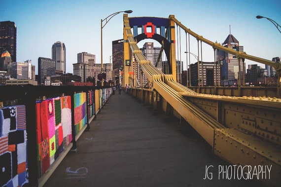 Knit Bridge In Pittsburgh Pittsburgh Cityscape City Etsy