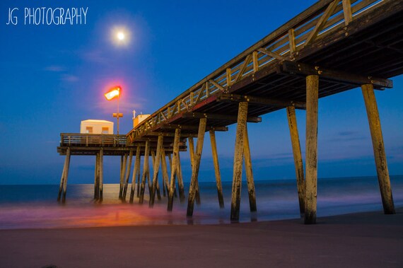 Fishing Pier In Ocean City New Jersey Beach Night Etsy