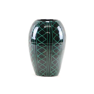 Swiss Studio Pottery Dark Green and Black Swiss Ceramic Studio Pottery Vase image 1