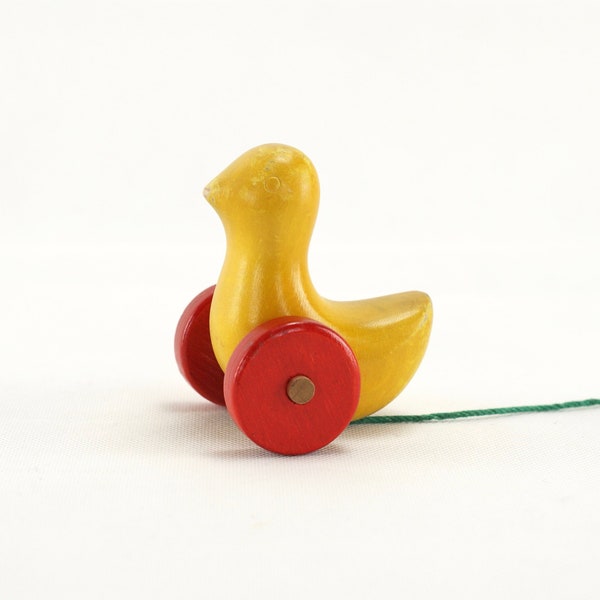 Antonio Vitali Figurine - Vintage Wooden Duck Pull Toy by Swiss Toy Maker Vitali